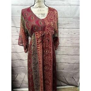 Collective Concepts small maroon patterned long flowy‎ dress (#2010)